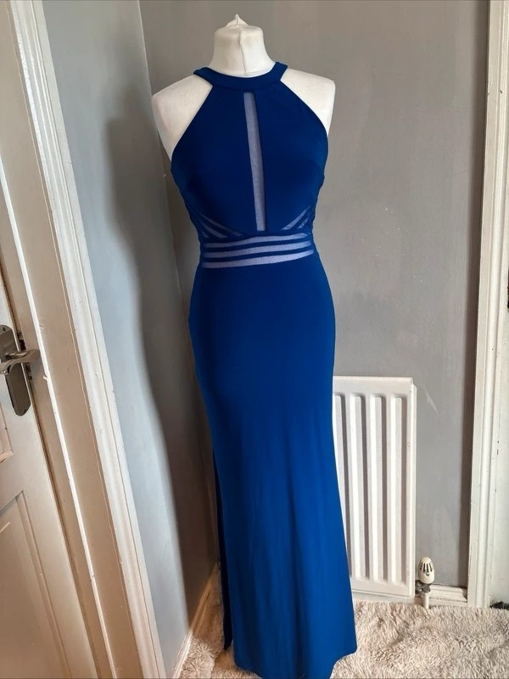 Sleeveless Halter Maxi Dress in Royal Blue